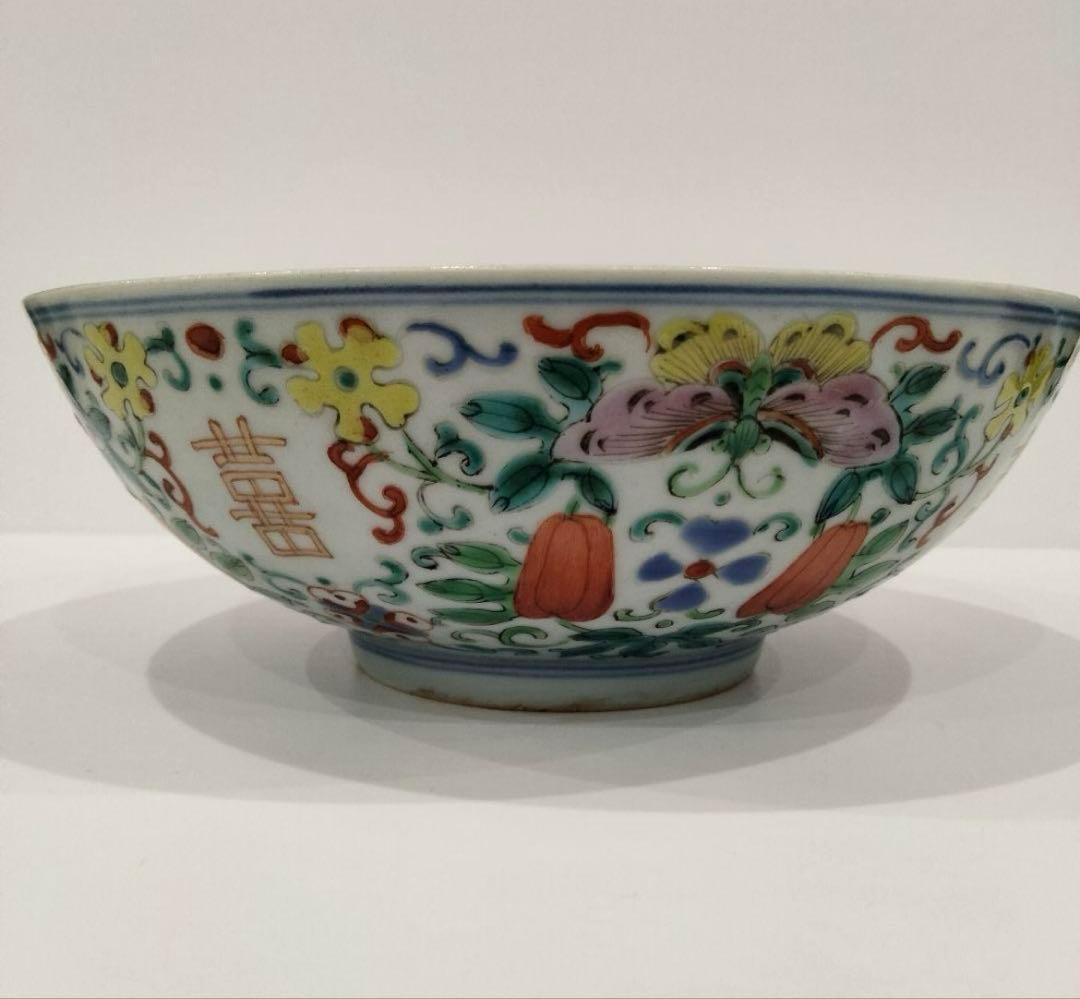 清時代 骨董品 粉彩 茶碗 南京色絵花卉文鉢唐物 古染付 煎茶碗