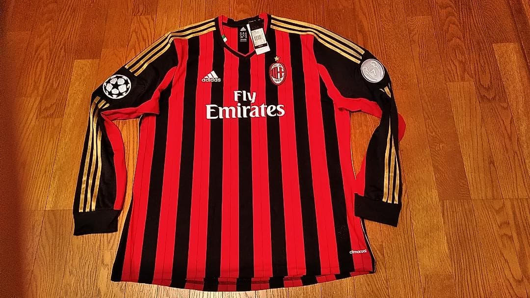 新品 ACミラン 13 14 UCL ユニフォーム ホーム 長袖 XL 4XO