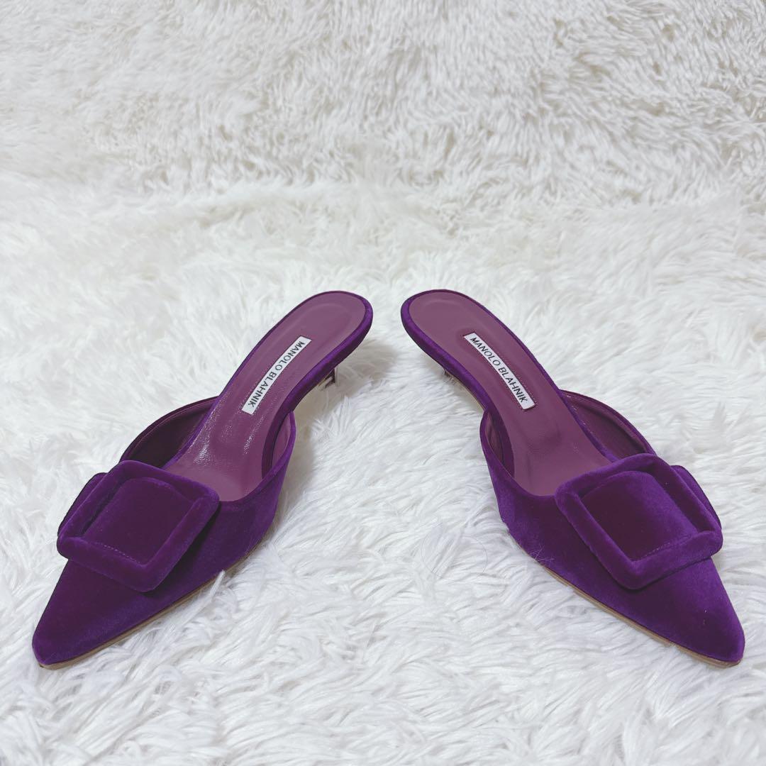 Manolo Blahnik マノロブラニク　メイセール　ミュール　スエード　紫