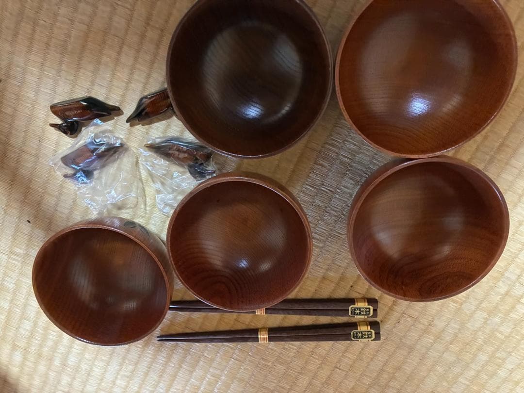 木製茶道具セット（箸・器・箸置き）うるし塗 木製漆品