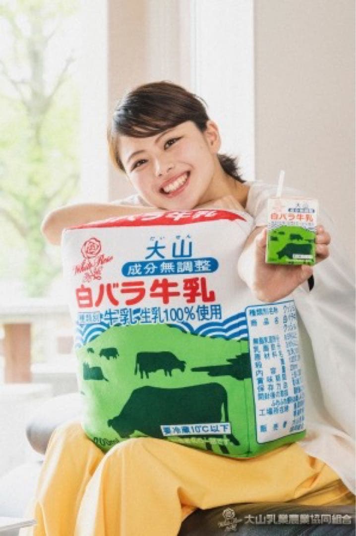 希少【数量限定品】　白バラ牛乳　クッション