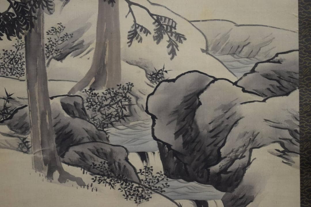 真作/前川文嶺/檜桜の図/布袋屋掛軸HH-989