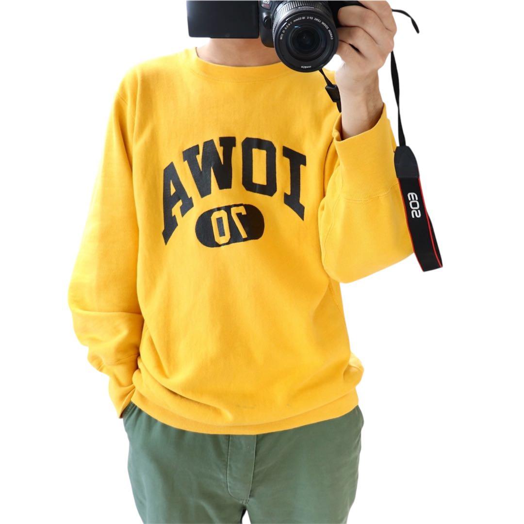 スペシャル 80sトリコタグ チャンピオン リバースウィーブ イエロー IOWA