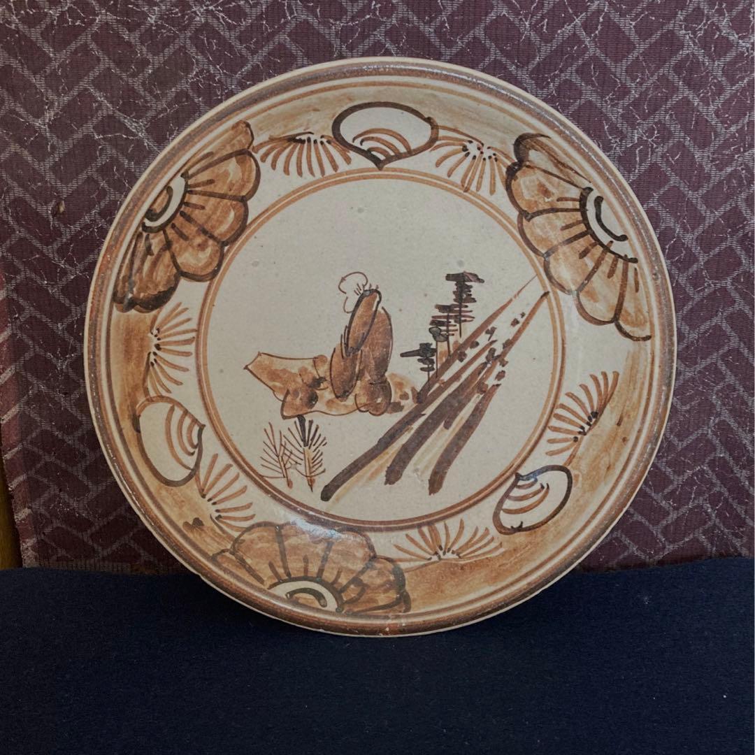 古絵瀬戸　宝寿御坊様紋平皿