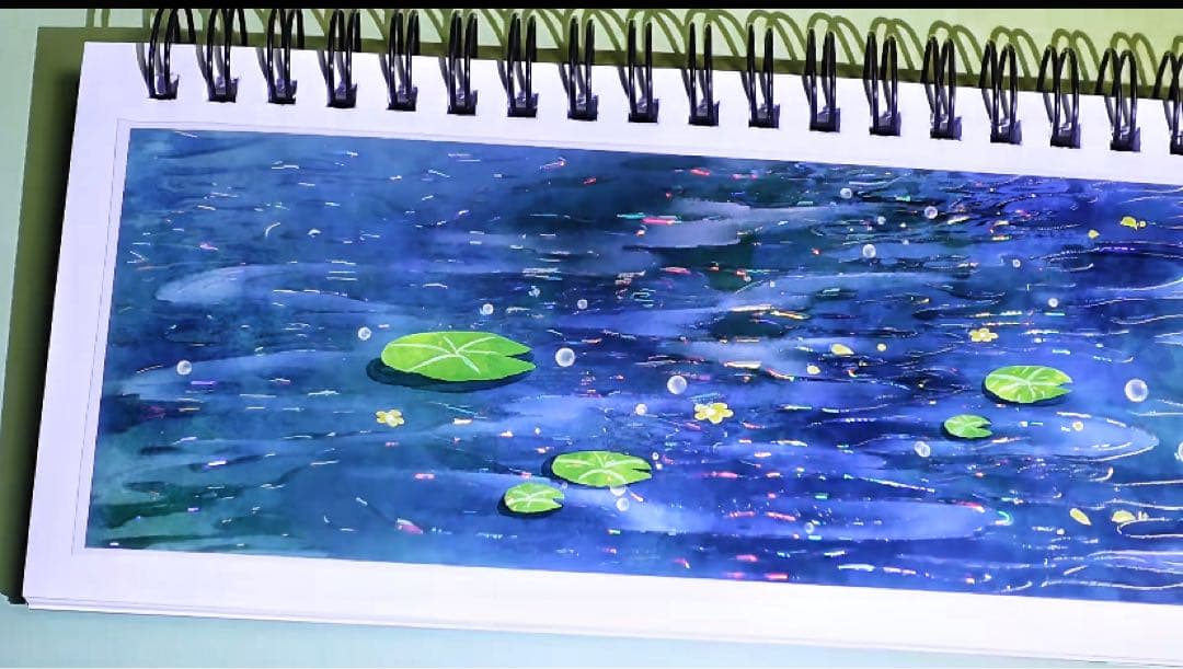 【9415】海外　マステ　6m巻　貝殻光マスキングテープ　夜　湖面　背景系