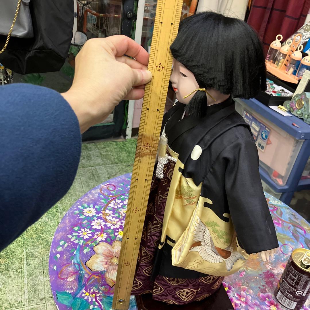 市松人形 陶器製 黒金衣装