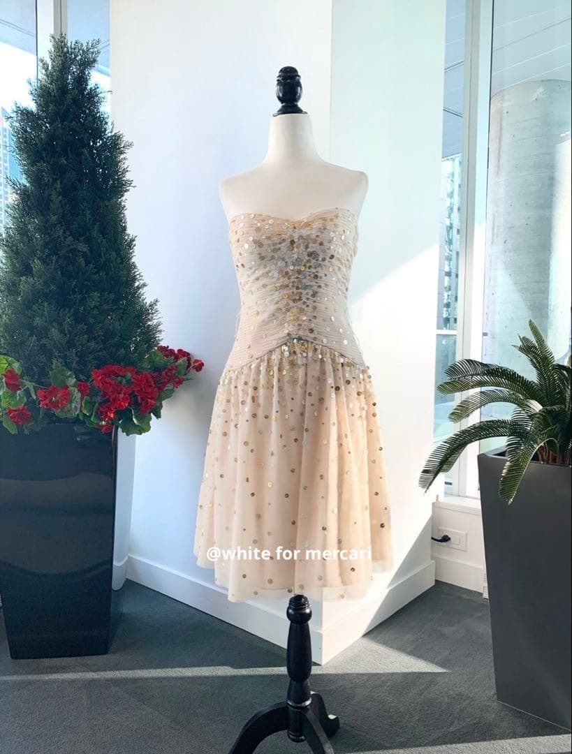 米国百貨店購入 定価7万4千円 きらきら装飾チュールワンピース