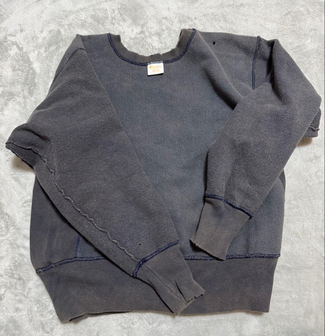 70s Champion リバースウィーブ 単色タグ 金単 ナス紺 ボロ