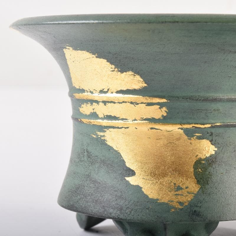 平安　秦蔵六造　塗金銅　塗金銅香炉　「瑞雲」　M　7105