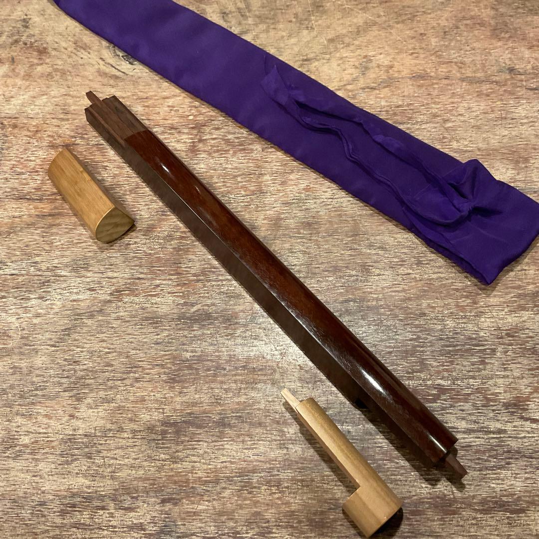 三味線 中棹 金細 金ホゾ 竿 金継ぎ 紅木 収納袋 高級品