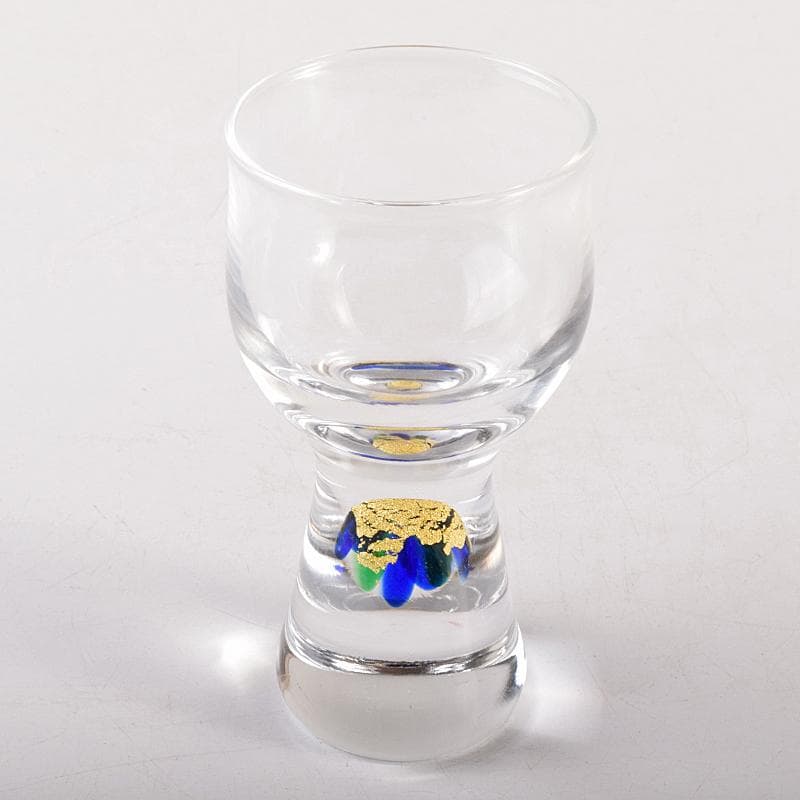 ガラス作家　小林貢作　宙吹硝子　ワイン杯　共箱　C　R7834