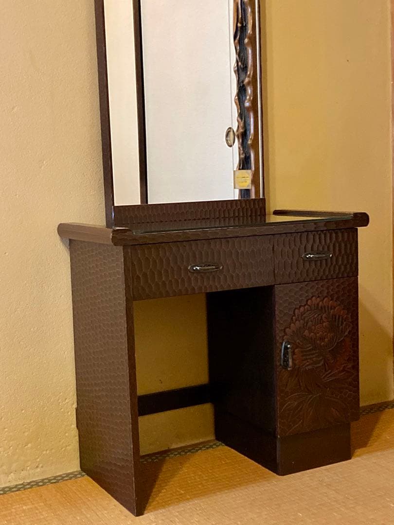 鎌倉彫 鏡台 ドレッサー　一面鏡化粧台