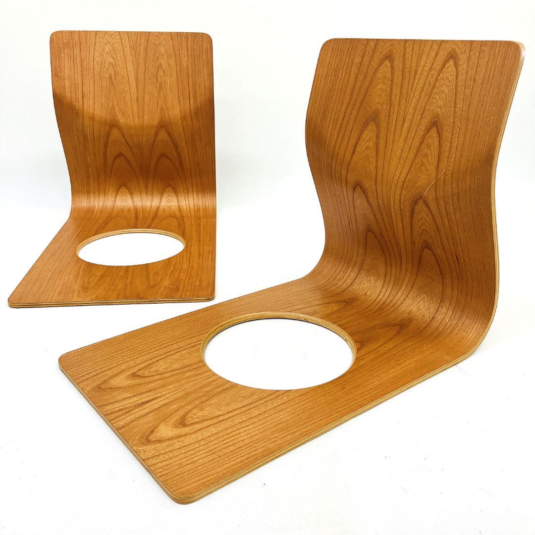 Tendo 天童木工 座椅子 2脚セット 藤森健次 曲げ木 ケヤキ板目 曲木⑨