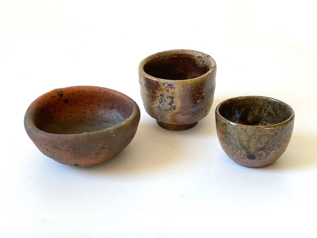 作家物　陶芸家　作者不明　森岡成好　備前焼　備前　焼締　ぐい呑　猪口　盃　箱なし