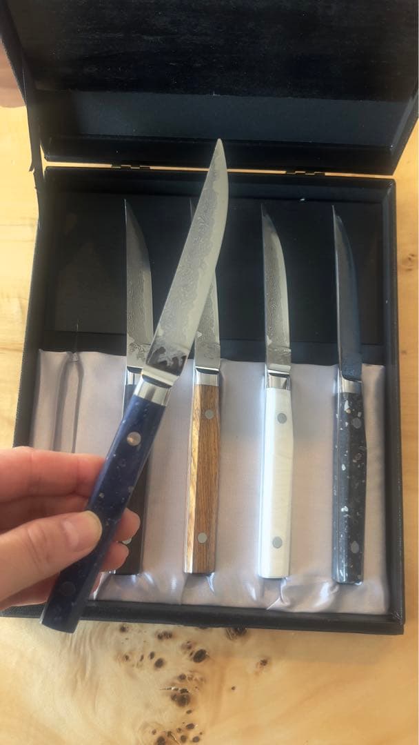 高村刃物異なるデザインの5本×2セットの10本セットステンレス刃と木製ハンドル。