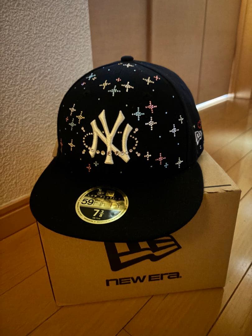在庫処分New Era 59FIFTY ネイビー 73/8スワロフスキー