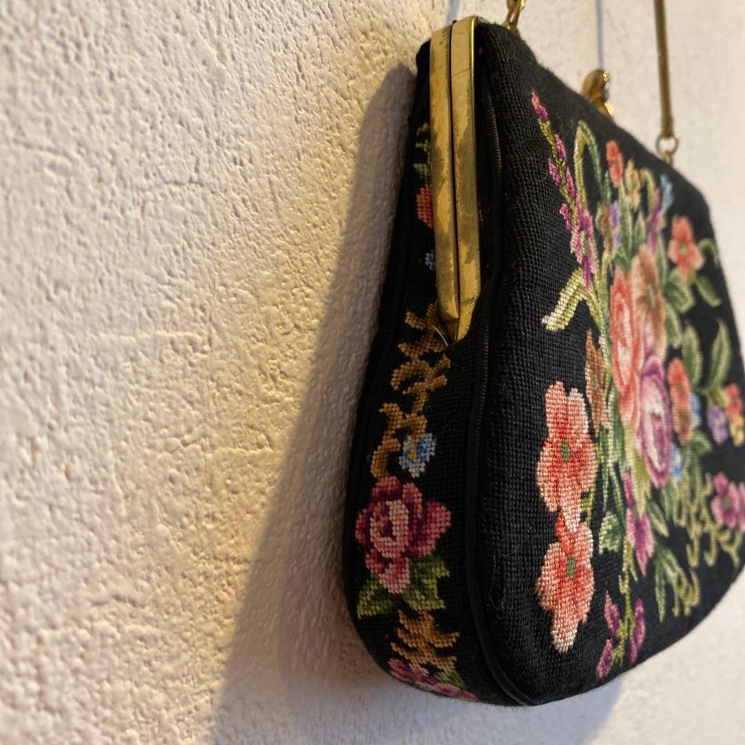 ❣️お値下げ❣️プチポアン　ニードルポイント花柄刺繍 ハンドバッグ