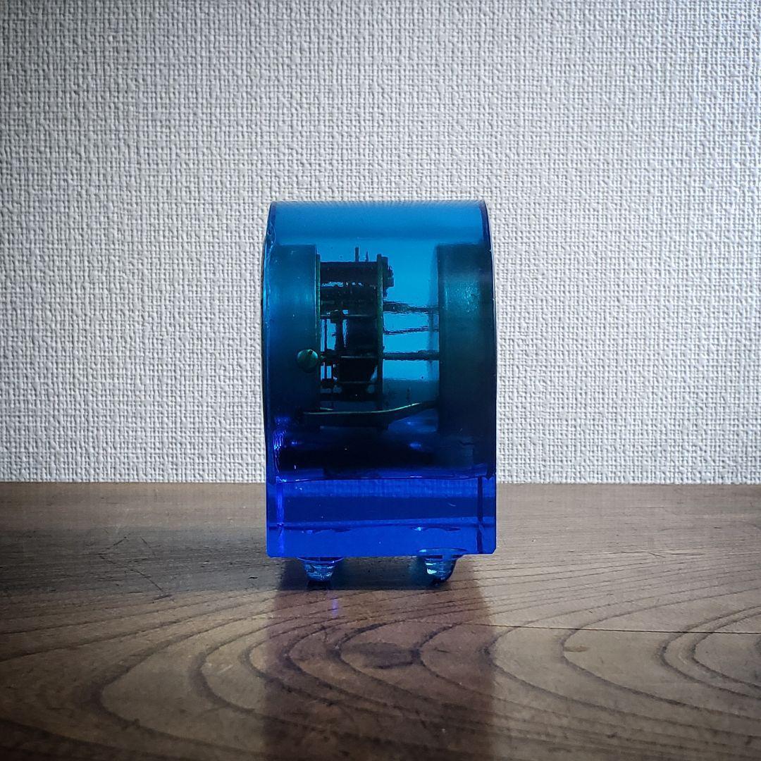 置時計 精工舎 機械式 手巻ウランガラス ブルーガラス 稼働品 欠け ヒビ