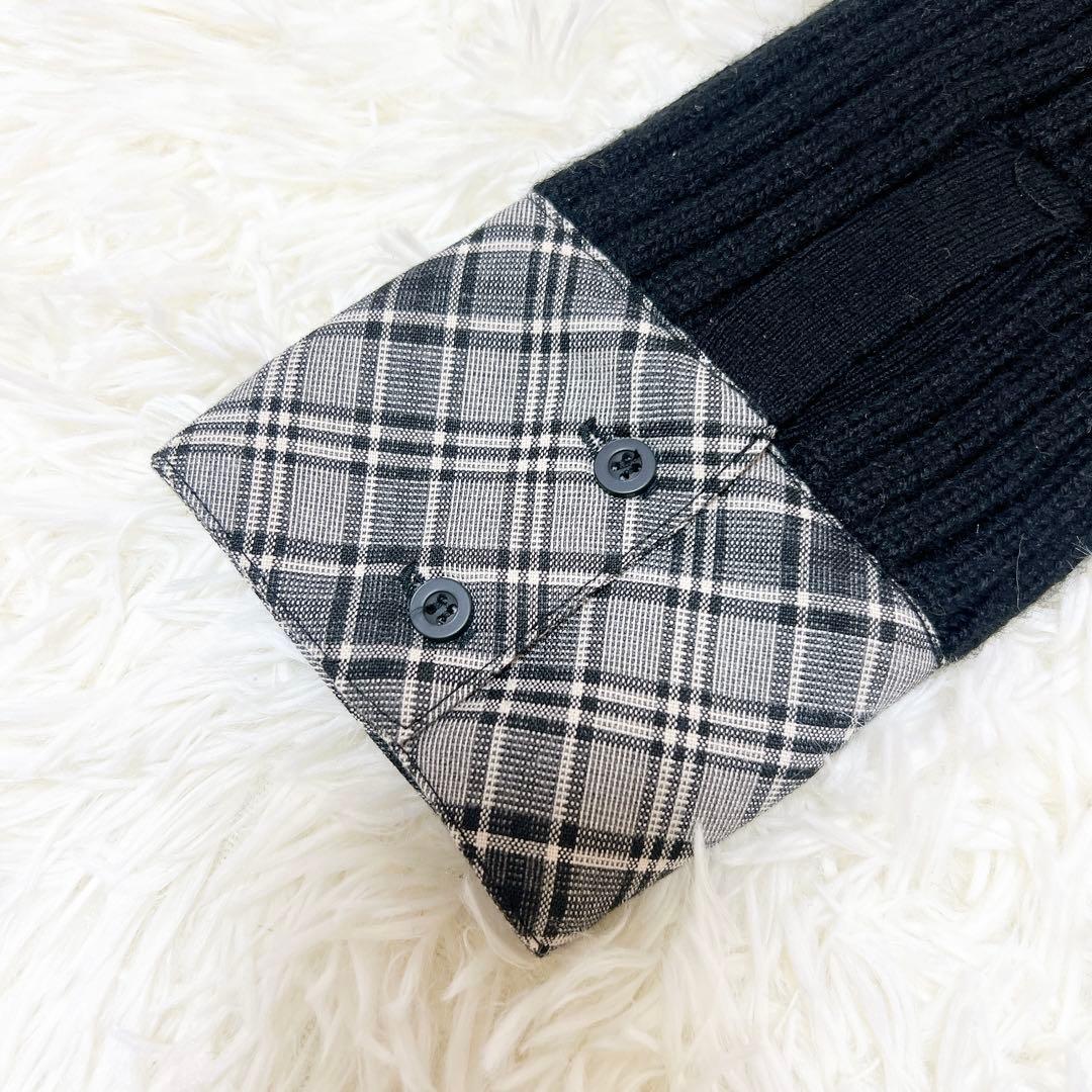 Darich ダーリッチ　レイヤードライクニットミニワンピース　襟　胸元リボン