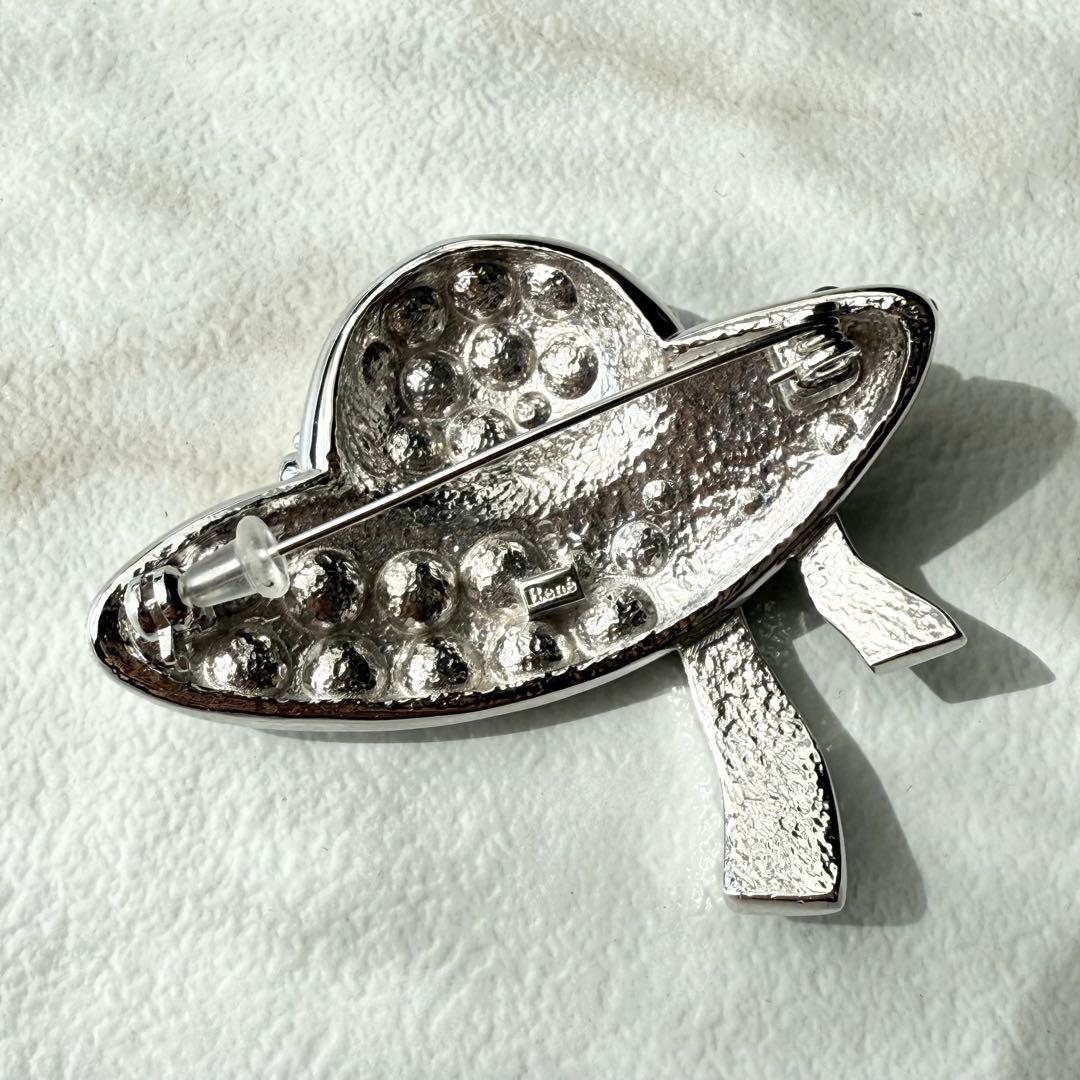 定価4万 Rene 現行品 ハットブローチ スワロフスキー キラキラ