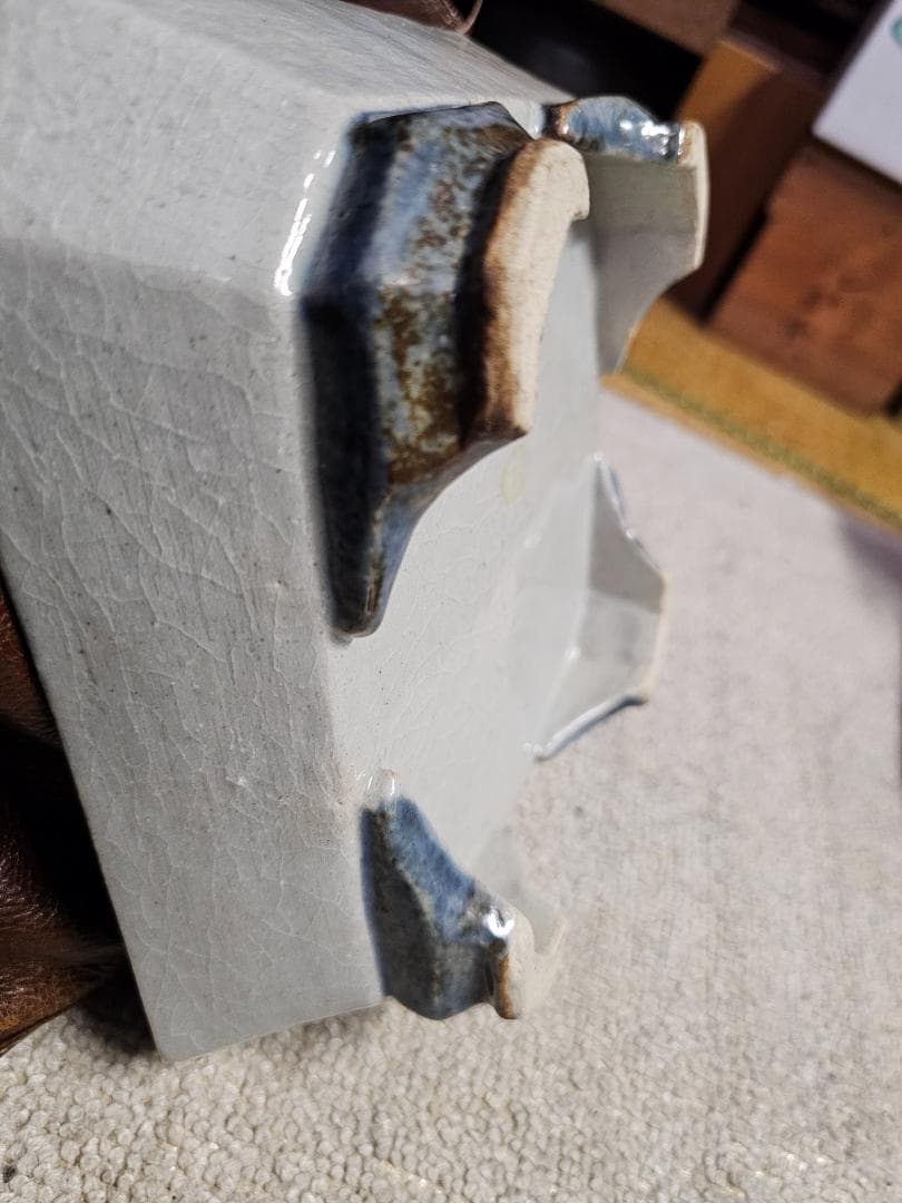 民藝 河井寛次郎？ 呉須百合辰砂角鉢 未鑑定品