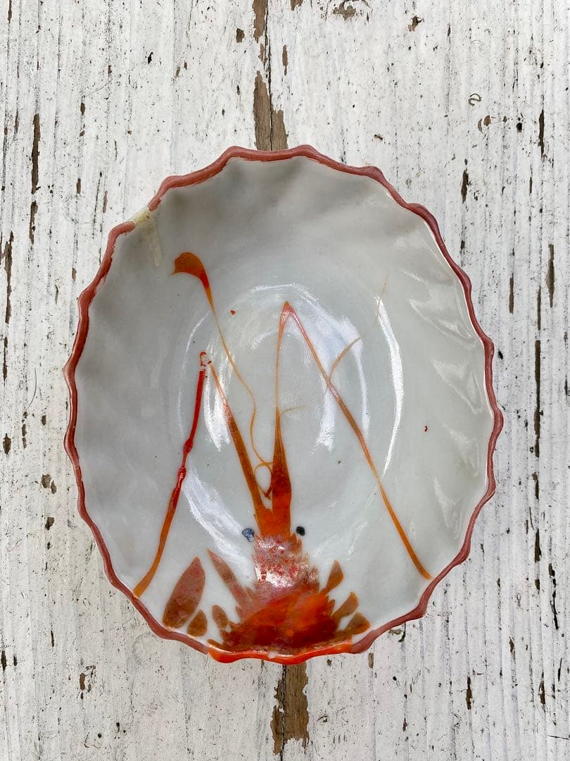 台湾 ヴィンテージ 海老絵付け 小皿 5枚セット 民藝 古道具 アンティーク