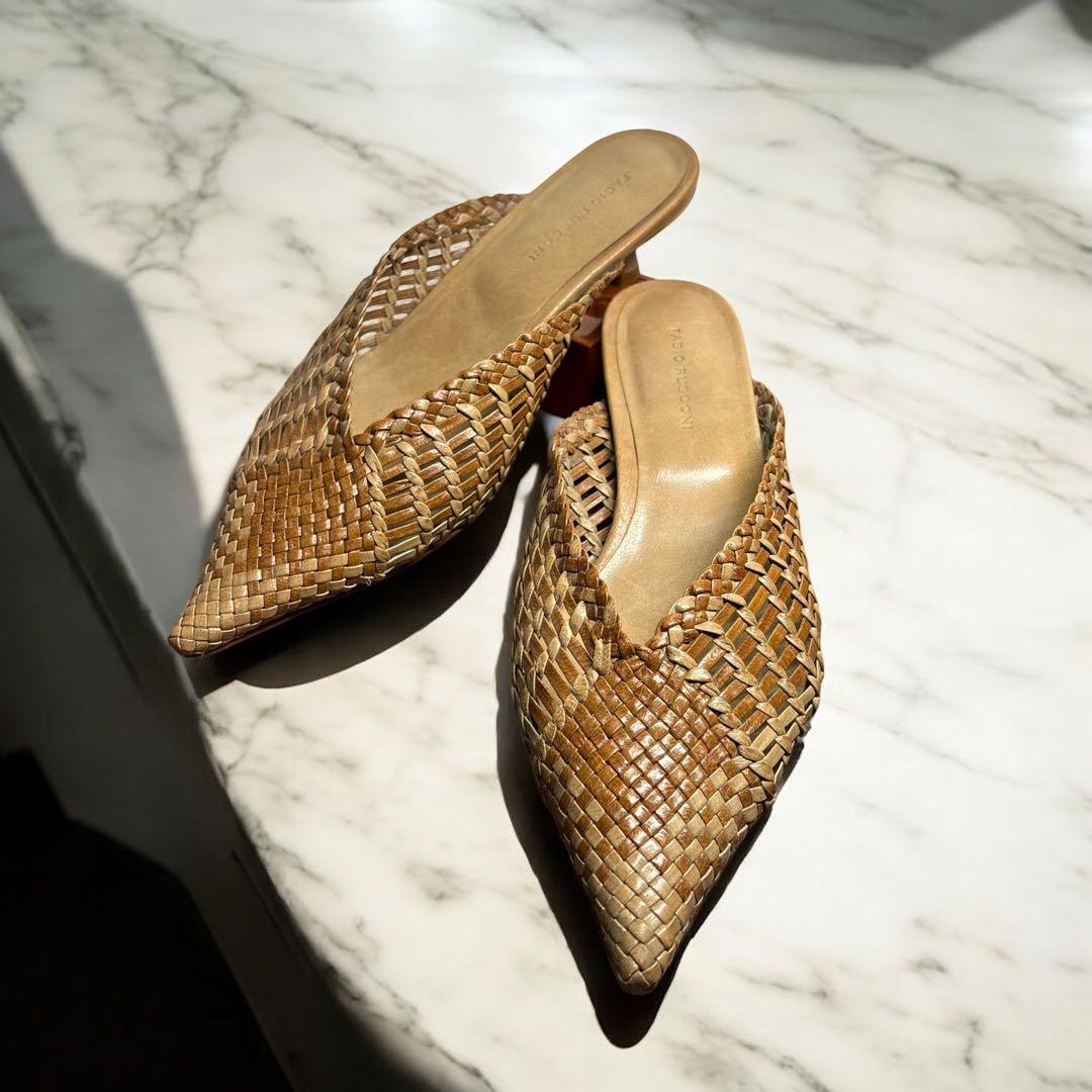 美品　FABIO RUSCONI ミュール　メッシュ　ブラウン