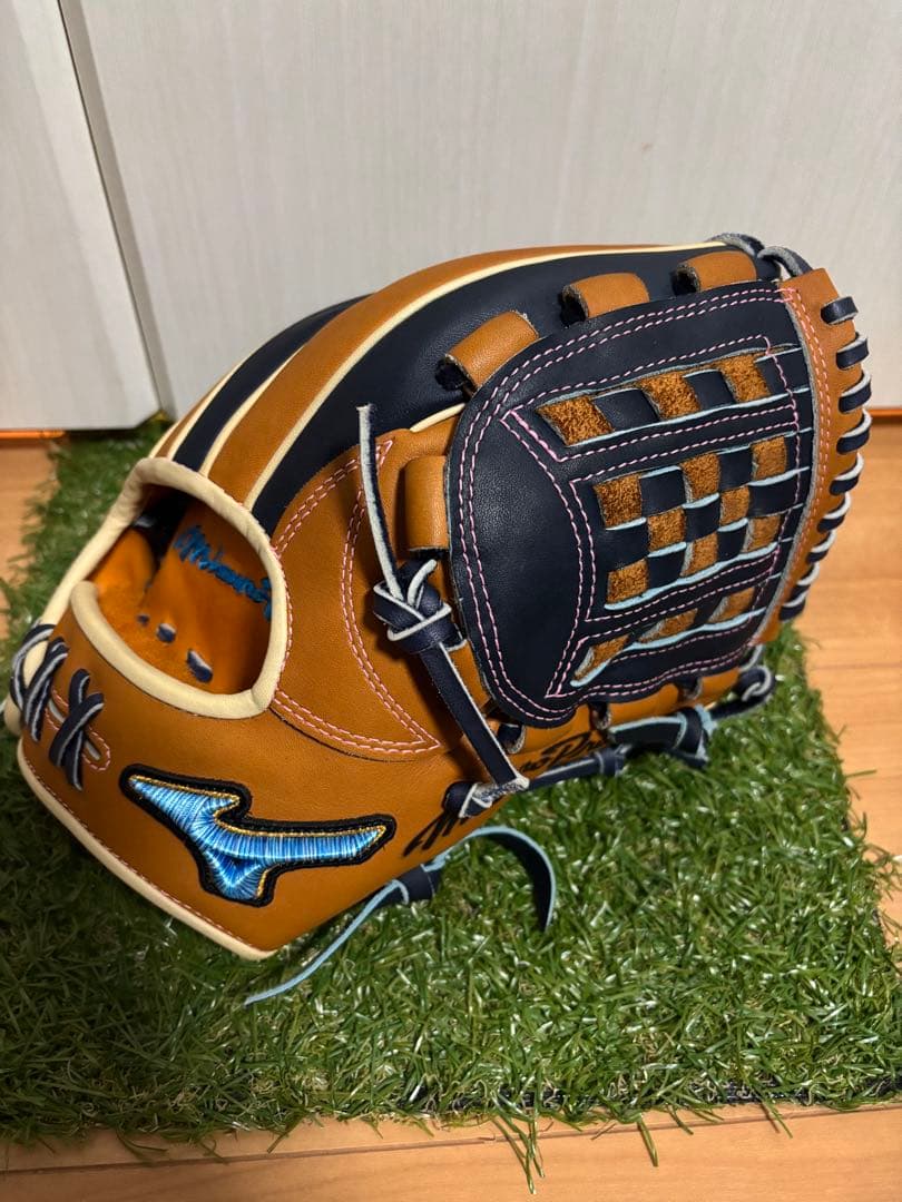 日本製　波賀ジャパン　ミズノプロ ダイバーシティブルー　内野手　オーダーグラブ