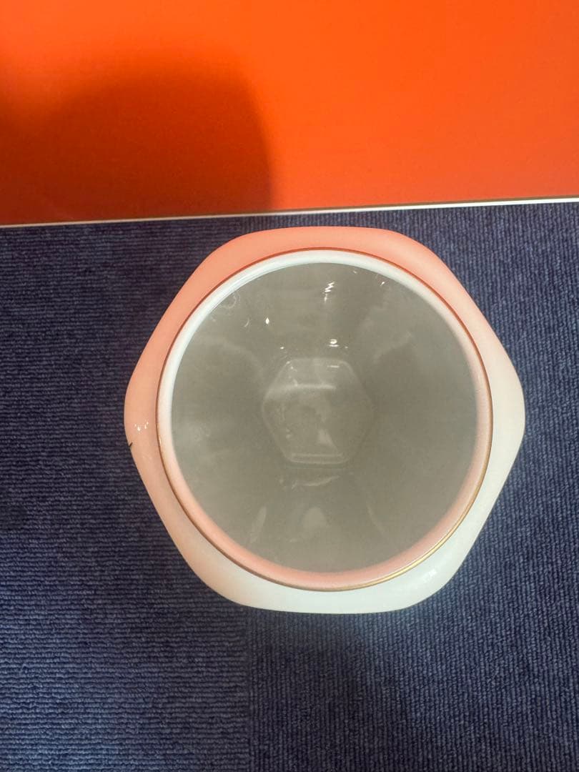 1947 深川製磁　岩梅　六角花瓶　金彩　未使用