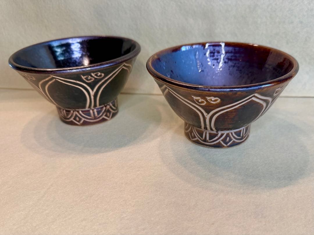 り*ー様 新品・未使用 花笠ブラック 幸陶器 ４寸２個セット