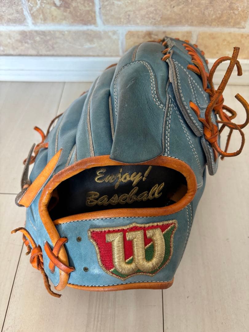 硬式グローブ 青 本革