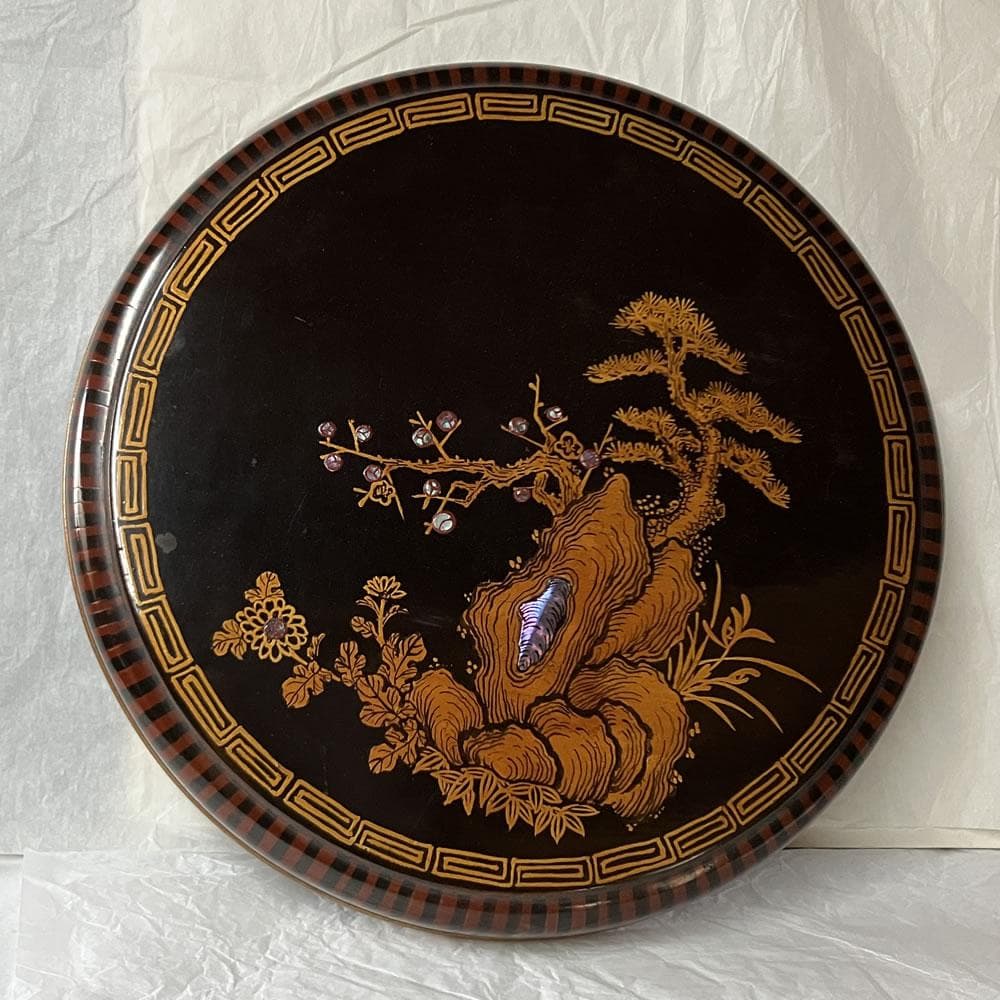 e3145 藤井象湖 寄木 取込盆 急須盆 巾筒 茶櫃 煎茶盆 螺鈿 煎茶道具