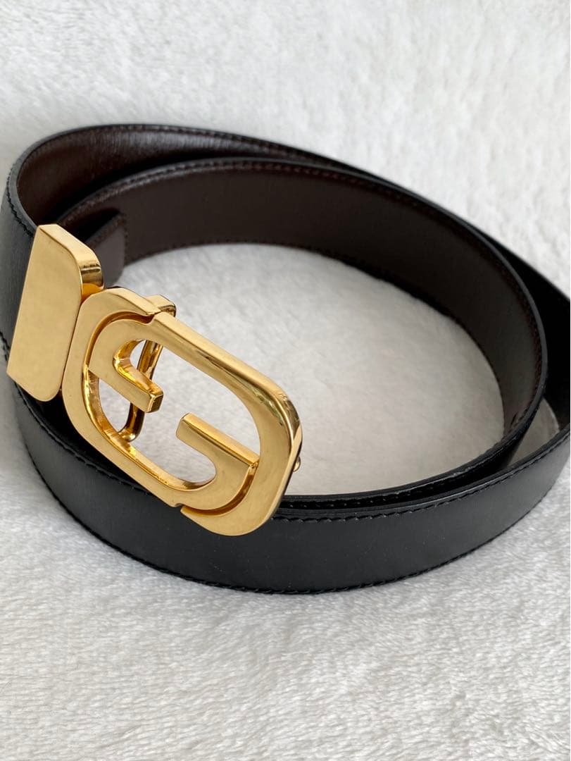 GUCCI グッチ オールドグッチ GGバックル ベルト レザー 革 ブラック