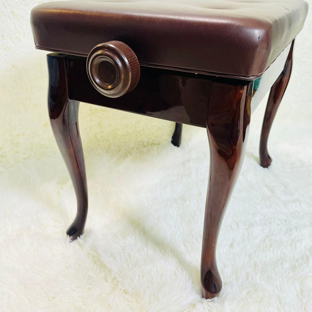 美品　猫足　ピアノ椅子　艶あり　ウォルナット　高さ調整機能付き　高級