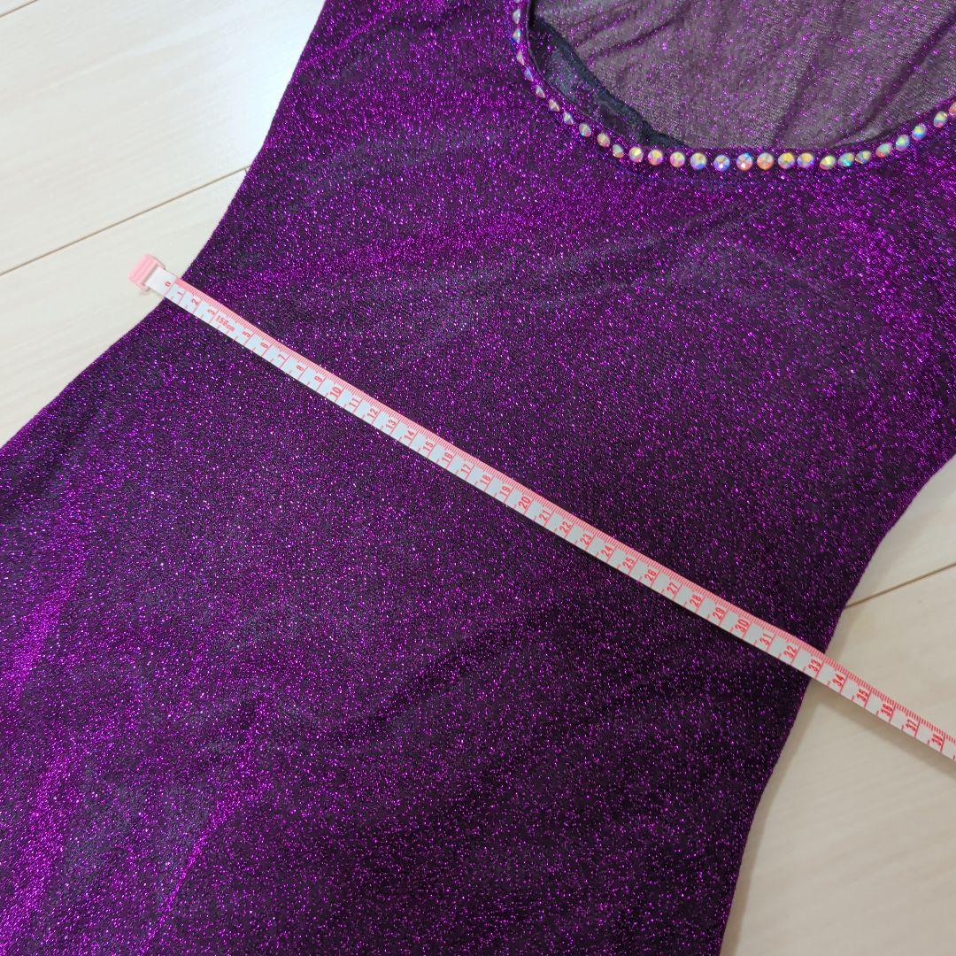 ベリーダンス サイーディドレス パープル グリッター+ゴールドヒップスカーフ