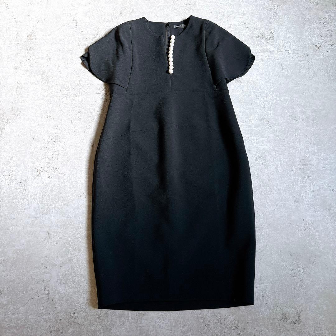 極美品✨ヨーコチャン　パール　コクーンワンピース　フレアスリーブ38 M 黒