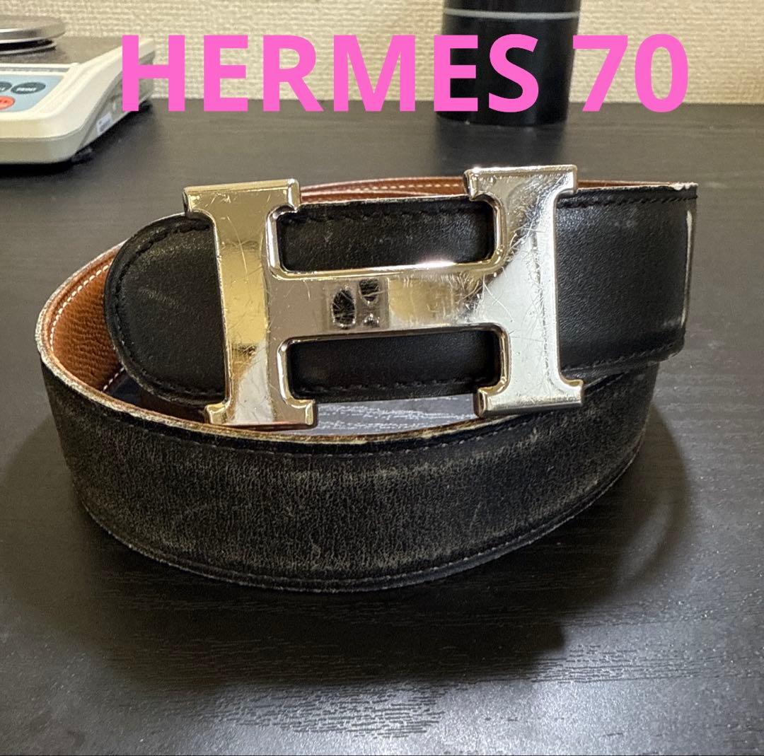 HERMES エルメスコンスタンスリバーシブルベルト70シルバーカラーバックル