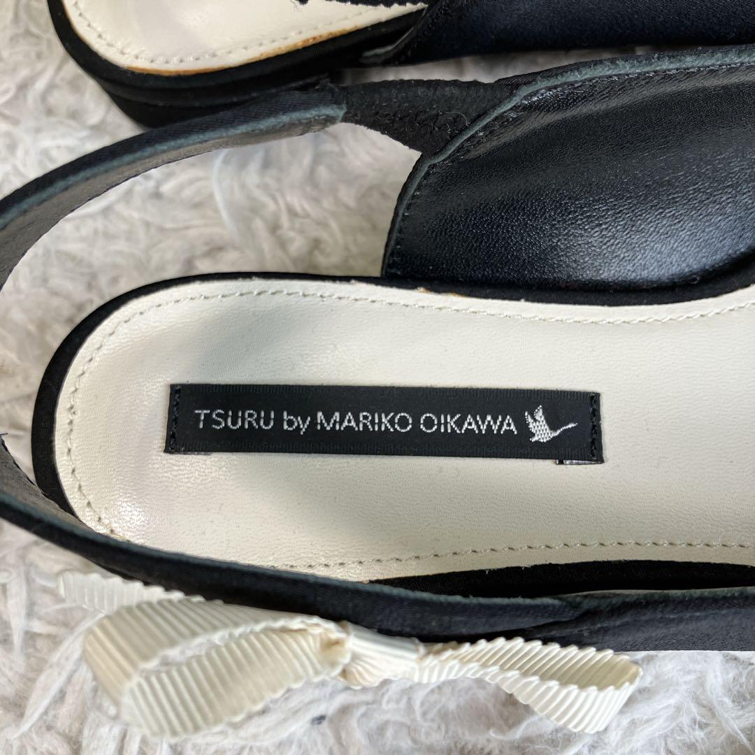 TSURU by MARIKO OIKAWA ブラックリボンデザイン ミュール
