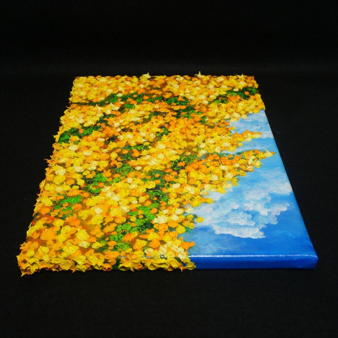 油絵 油彩 油彩画 絵 絵画【青空のミモザ】F4号