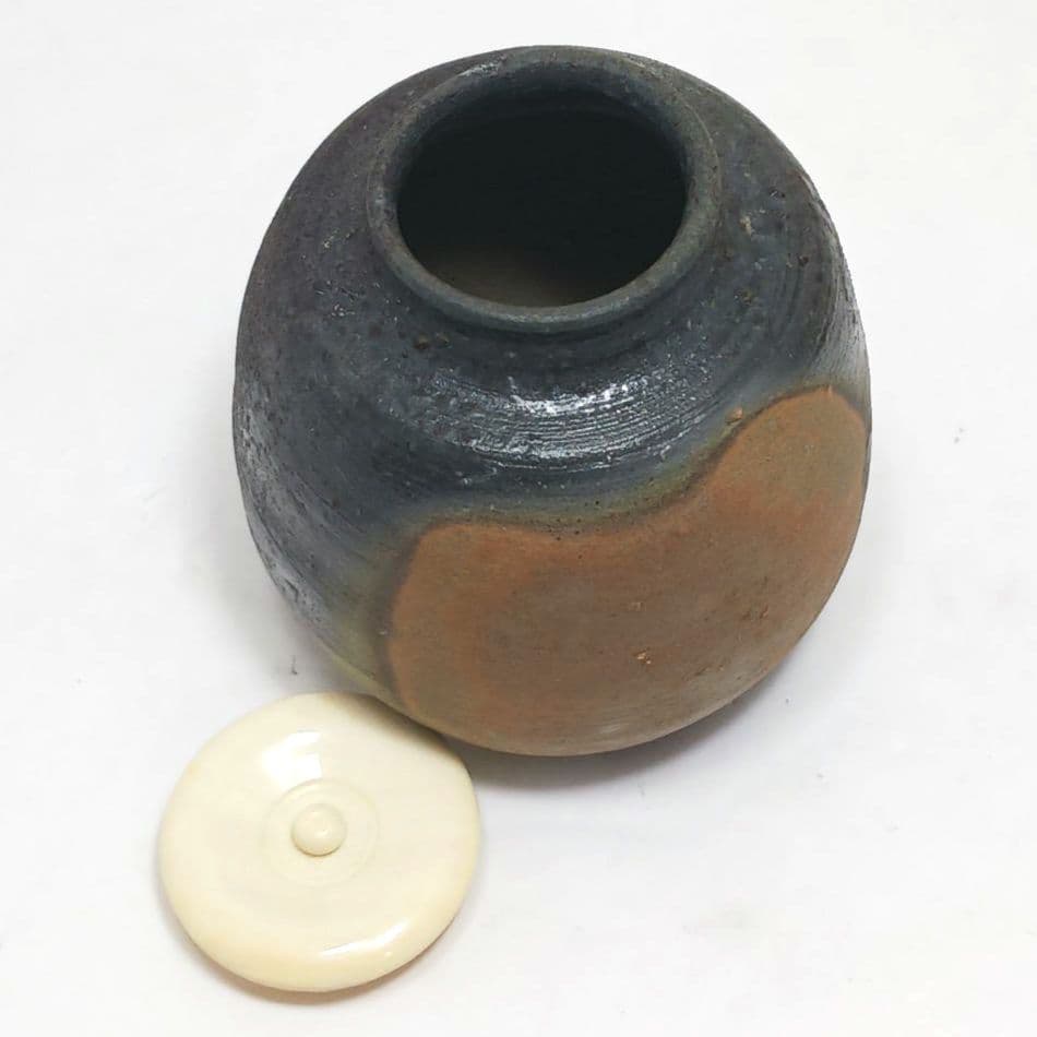 Y3339-4 備前焼 高原敏 茶入 共箱・仕覆　#13