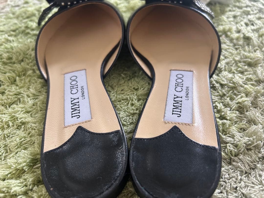 【JIMMY CHOO】リボンミュール 黒 レディース 靴