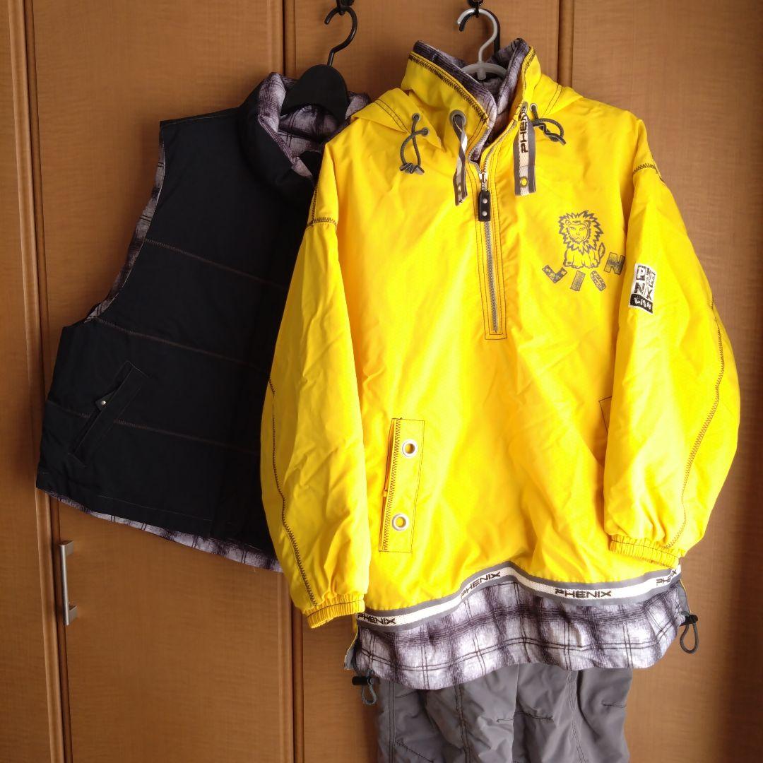 希少　フェニックス　スキーウェアセット　イエロー フード　リバーシブルベスト