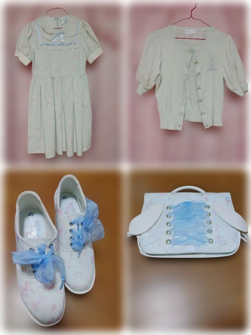 Sanrio　シナモロール　ワンピース　カーディガン　靴　バック　4点セット