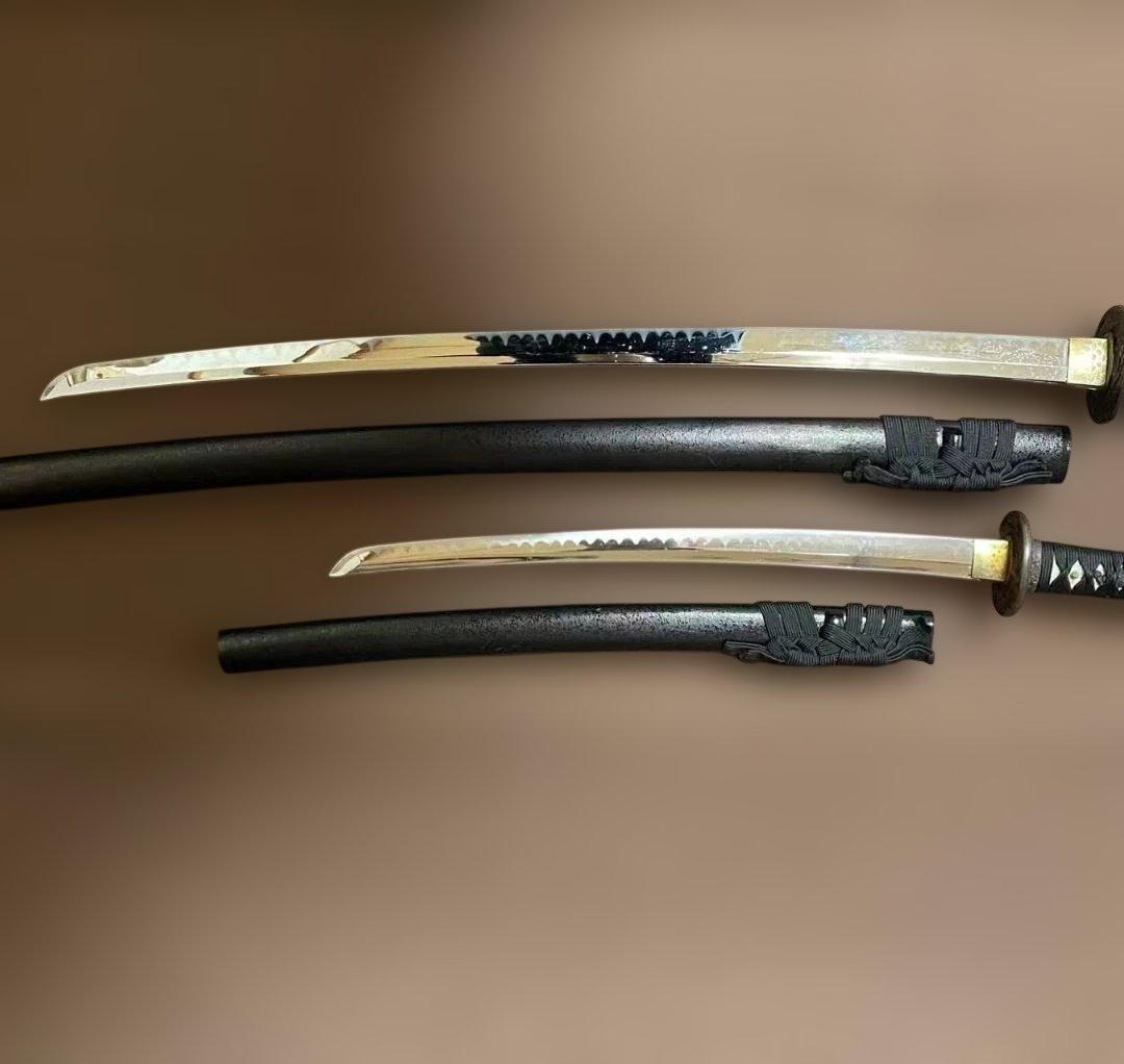 高級模造刀　居合刀　のたれ刃紋　2本セット　打刀　脇差　インテリア （刀5）