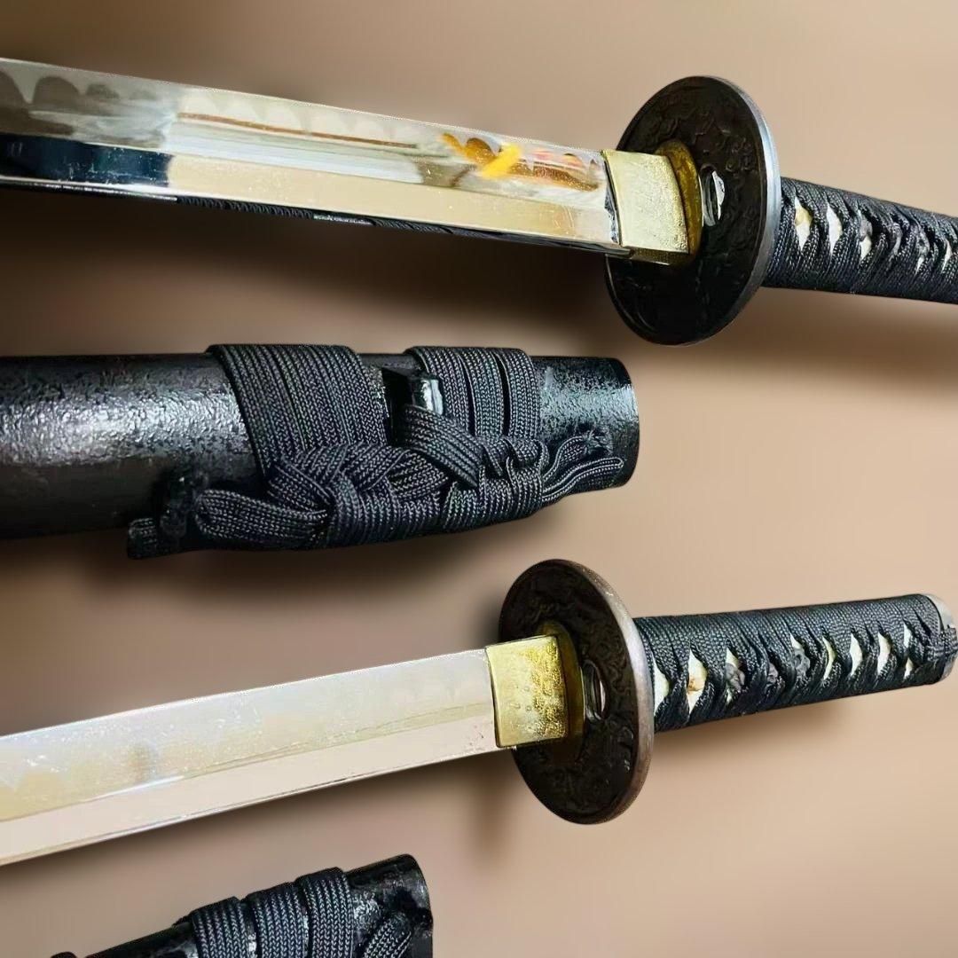 高級模造刀　居合刀　のたれ刃紋　2本セット　打刀　脇差　インテリア （刀5）