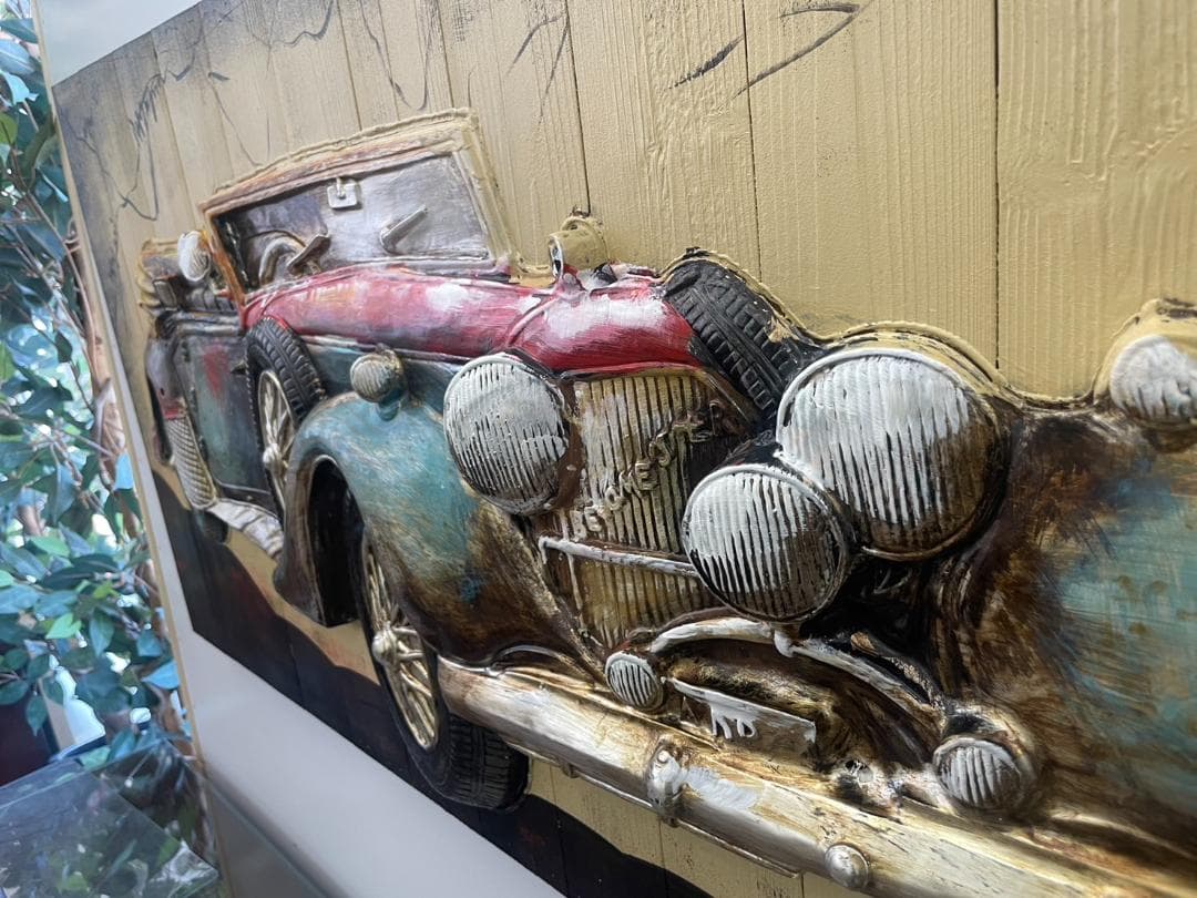 アメ車　アートパネル　油絵風　絵画　壁面装飾　3Dパネルアート　ペイント　壁掛け