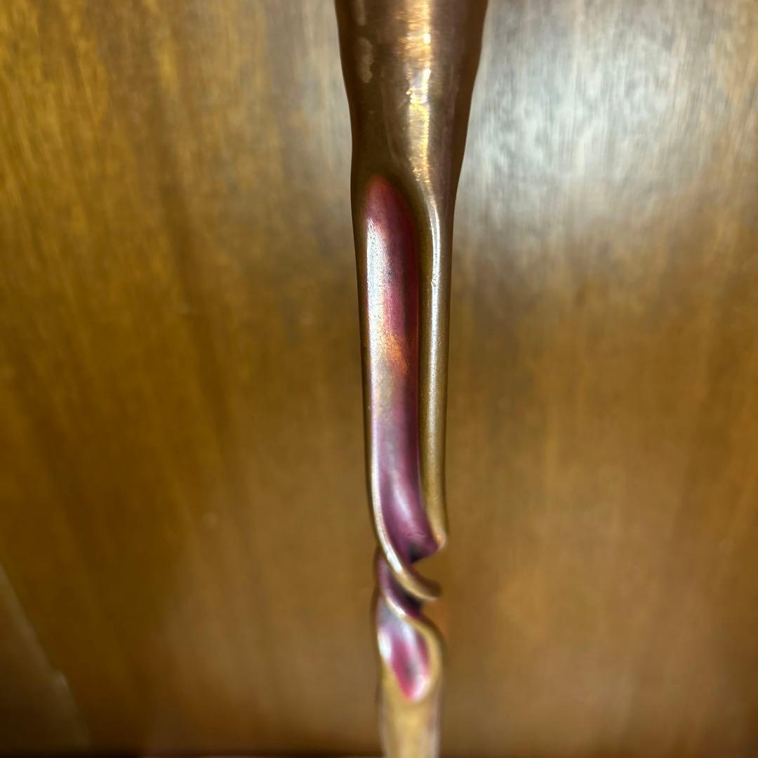 極稀少ZONAビンテージヘッセルスタジオキャンドルスタンド銅製手打槌目緑青仕上げ