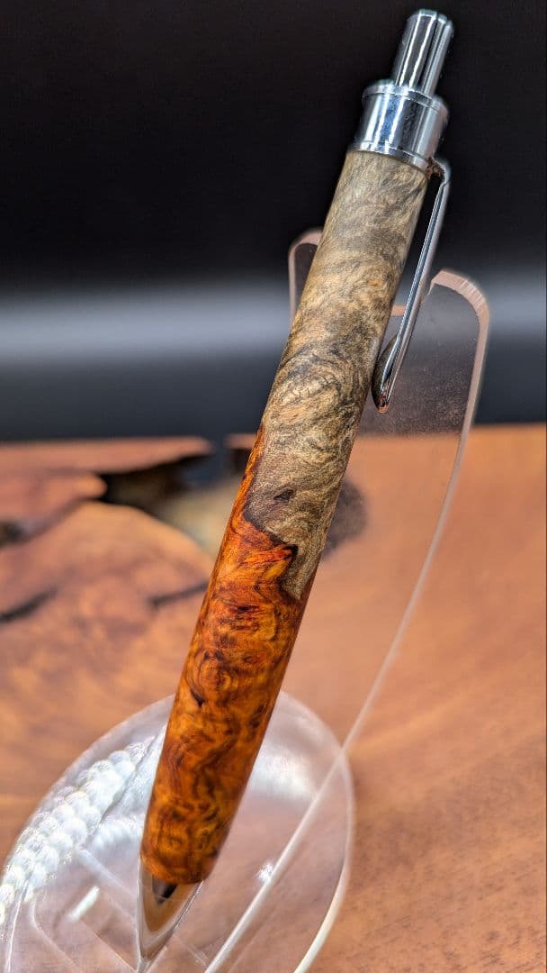 634極上　本花梨　紅白　瘤杢　青瘤　木軸シャーペン　ボールペン