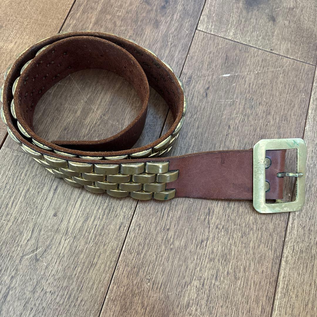 レザー製メタリックチェーン風ベルト