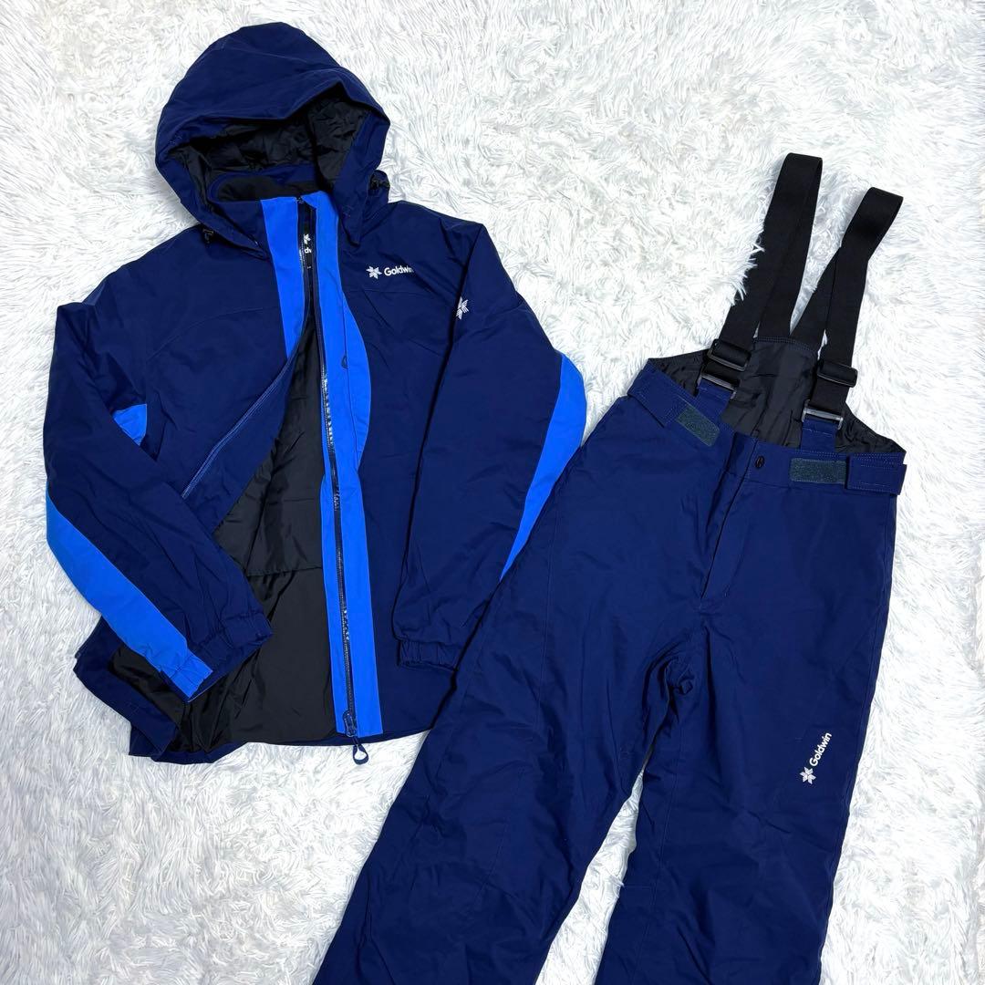 新作 ゴールドウィン Goldwin スノボウェア セットアップ ブルー キッズ